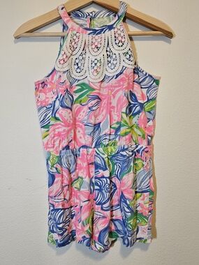 Lilly Pulitzer Multicolor Pastel Floral Halter Romper